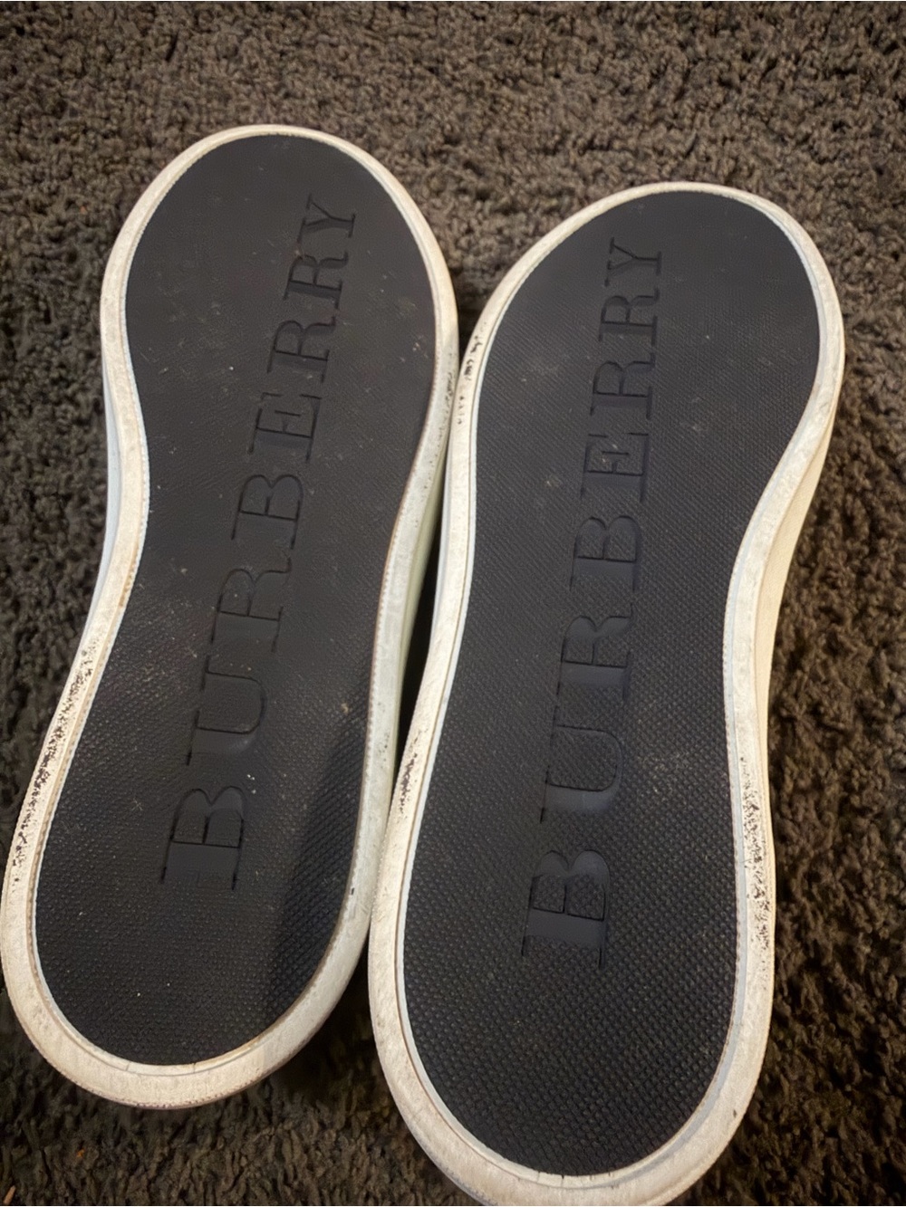 Burberry Black Leather Low-Top Sneakers with Beige Check Accents - Picture 3 of 4
